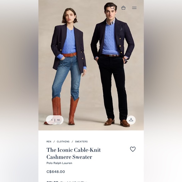 💥SOLD💥 750$ Ralph Lauren polo the ICONIC CASHMERE SWEATER large - Picture 1 of 4